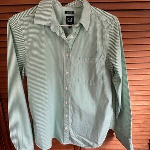 Gap Green/White Gap Perfect Shirt Superfine Poplin Size Small